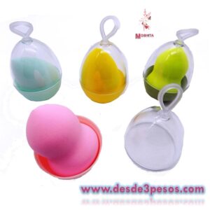 Esponja para Maquillaje en Estuche de plastico 7 x 5 aprox. 4 tonos diferentes