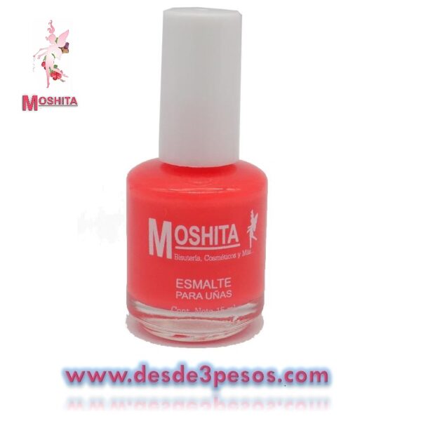 Esmalte para uñas Moshita en color CORAL 15ml.
