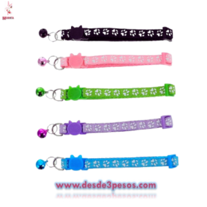 Paquete con 12 Collar para Mascotas, ajustable con cascabel 12cm en colores