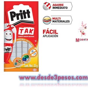 Pritt TAK Cuadritos Adhesivos Multiusos Removibles Reutilizables 35 g. 13 x 8 cm.