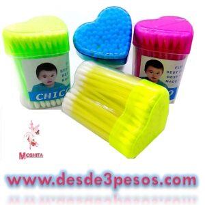 Paquete con 12 Cotonetes en forma de corazon con 80 pzas