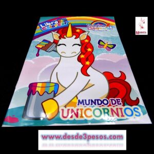 Libro Para Colorear 16 Paginas para Colorear 26.5 x 20 cm. MUNDO DE UNICORNIO