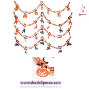 Paquete con 10 Cadenas de figuras para Halloween 1.90cm. Aprox. Material hule