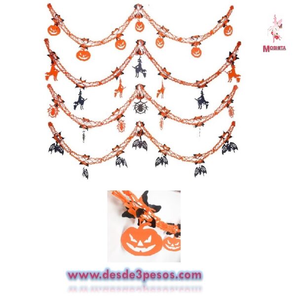 Paquete con 10 Cadenas de figuras para Halloween 1.90cm. Aprox. Material hule