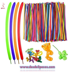 Bolsa de 100 Globos de Tira Latex Multicolor Smile Costo unit. $0.45