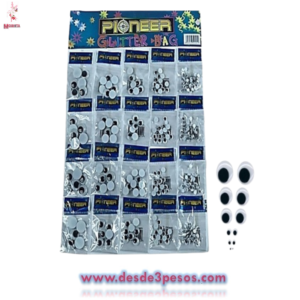 Cartón con 20 Bolsitas de Ojitos Movibles 5 tamaños