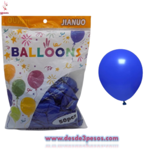 Bolsa con 50 pza., de globos en color Azul Rey #8
