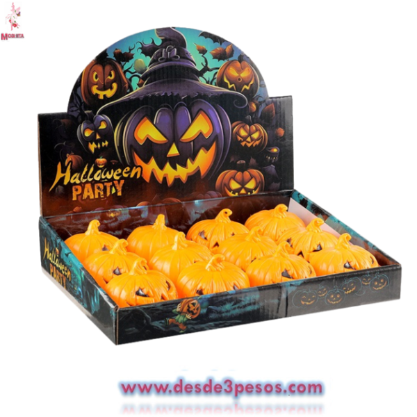 Lampara Calabaza con luz pilas incluidas caja con 12pza. Precio por 1pza. 5 x 5.5cm. - Imagen 2