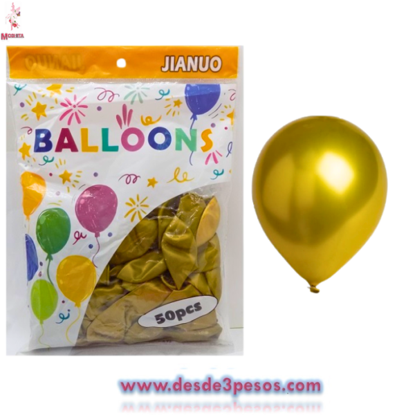 Bolsa con 50 globos en color Dorado #8 - Imagen 2
