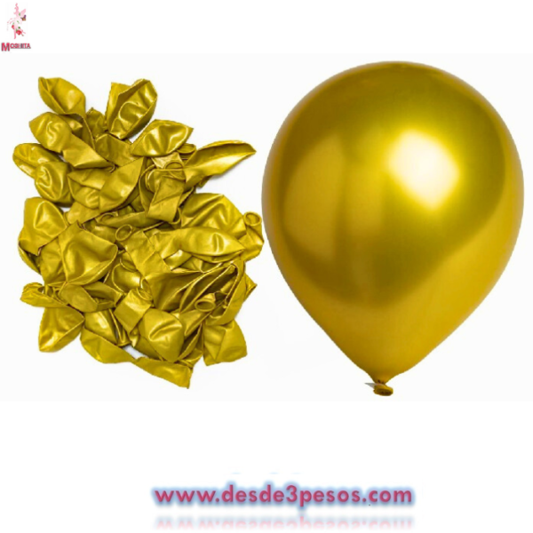 Bolsa con 50 globos en color Dorado #8