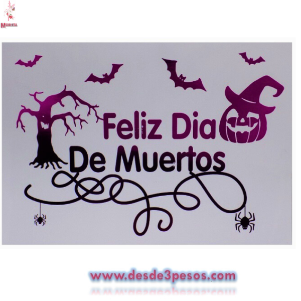 Hoja de Calcomanía de letras para carteles, Feliz día de Muertos 28 x 21cm. Medidas de hoja bolsa con 12pza. - Imagen 4