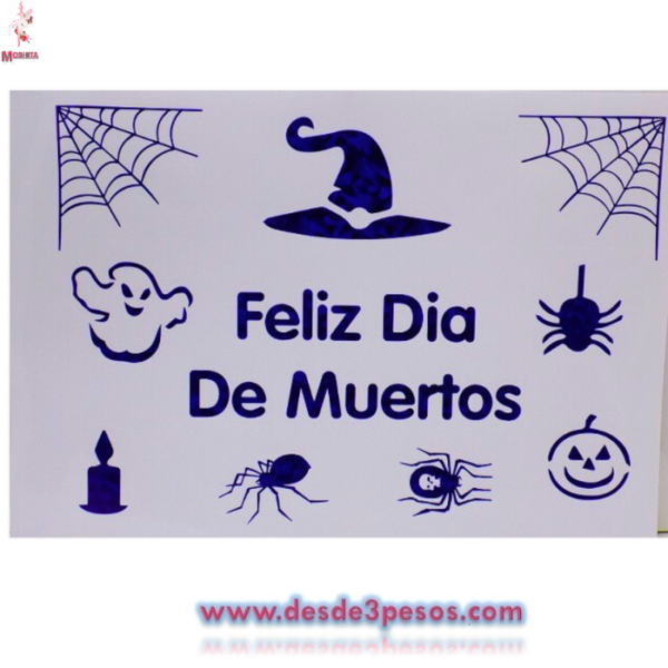 Hoja de Calcomanía de letras para carteles, Feliz día de Muertos 28 x 21cm. Medidas de hoja bolsa con 12pza. - Imagen 5
