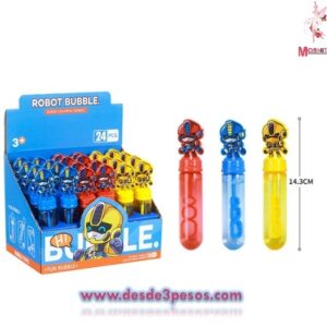 Burbuja de Agua en tubo con figura en Tapa en forma de ROBOT 14cm