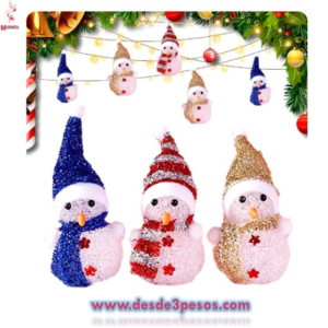 Muñeco de NIEVE NAVIDEÑO con luz en varios modelos 11 x 7 cm. ya incluye pilas