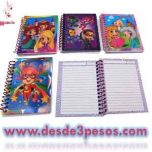 Libreta 44 Hojas de raya con día, mes y año 14.5 x 12cm.