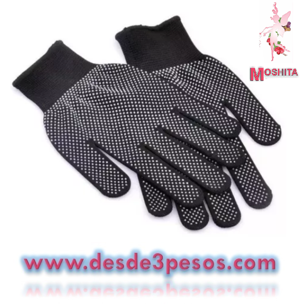 Guante de Tela con puntos Antiderrapantes en color Gris y Negro, Ajustable