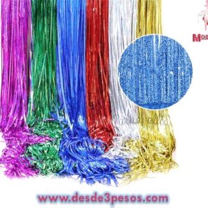 Cortinas Para Fiestas Metalicas con HOLOGRAMA de Flecos en Varios Colores 2 Metros de Largo x 1 Metro de Ancho