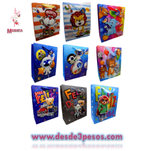 Bolsa de Regalo de Cartón Duro de Feliz Cumpleaños en 3D 26 x 32 cm en varios modelos