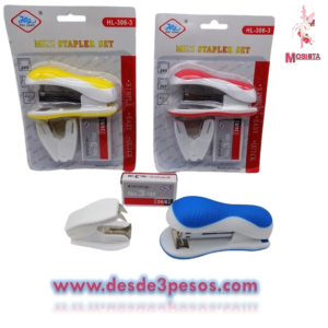 Blister de Engrapadora 10 x 6cm. con Sacagrapas 5 x 6cm. y caja de grapas 24/6 3 colores