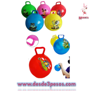 Paquete con 10 Pelotas de Hule con agarradera 17cm. Diametro en colores