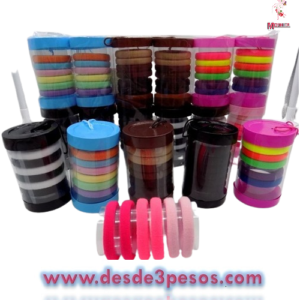 Paquete con 12 Tubo de Liga Licra con 6pzas en varios colores