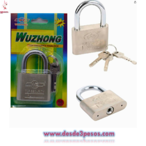 Candado Metal con juego de llaves 7 x 5cm. En blíster individual WUZHONG
