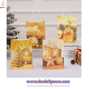 Paquete con 12 Bolsa de Regalo Grande en papel Delgado con Decoracion Navideña 26 x 32cm