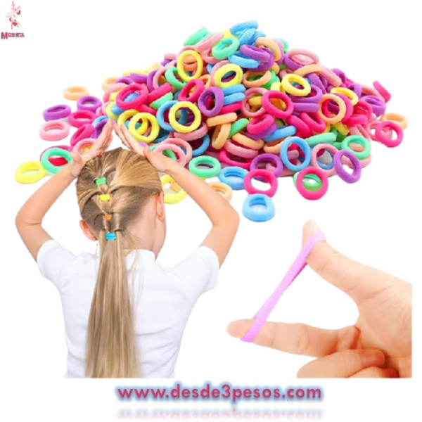 Paquete de 12 bolsitas con 50 donitas de licra c/u, en colores surtidos en 4 presentaciones 3cm, de diámetro - Imagen 2