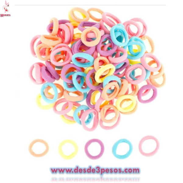 Paquete de 12 bolsitas con 50 donitas de licra c/u, en colores surtidos en 4 presentaciones 3cm, de diámetro - Imagen 3