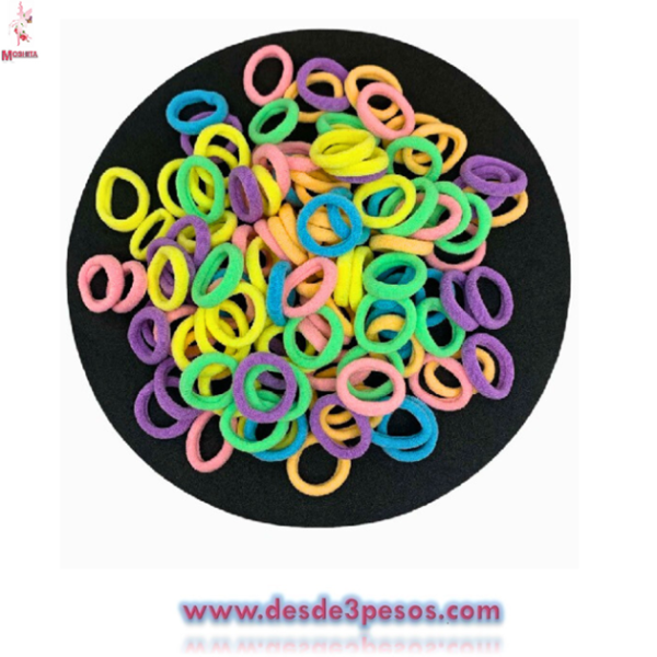 Paquete de 12 bolsitas con 50 donitas de licra c/u, en colores surtidos en 4 presentaciones 3cm, de diámetro - Imagen 4