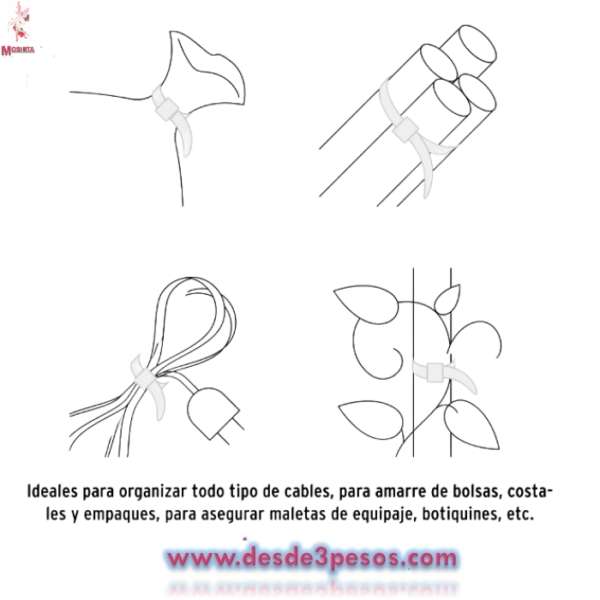 Paquete De 100 Piezas de Cinchos de Plastico Blanco 2.5mm x 20cm. - Imagen 2