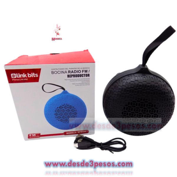Bocina Radio FM/ Reproductora mod. RFR331 Redonda 11 cm. Diametro