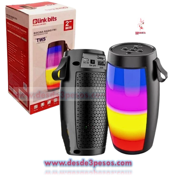 Altavoz Portátil, Altavoz Inalámbrico TWS modelo: RD017 15 X 6.5 cm.