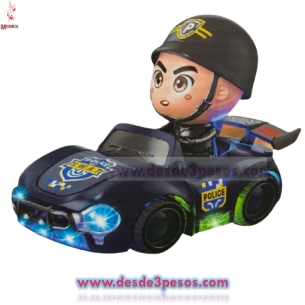 Carrito policía Luz y Sonido ocupa 3 pilas AA no incluidas 17 x 9.5 cm. Lanzamiento de Humo - Imagen 2