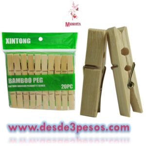 Pinza para Colgar Ropa de Bambu 20 pz.