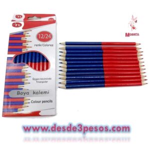 Caja con 12 Bicolores Triangular , Marca BOYA KALEMI