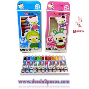 Caja con 12 Crayones Presentacion niño y niña 7.5cm.