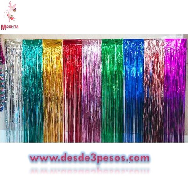 Cortinas Para Fiestas Metalicas de Flecos en Varios Colores 2 Metros de Largo x 1 Metro de Ancho - Imagen 2