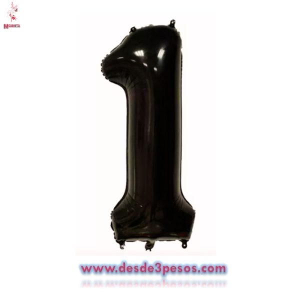 Bolsa con 10 Globos de Numeros 68 x 46cm. Aprox. En color Negro del 0 al 9 - Imagen 4