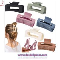 Paquete con 12 Pinza cuadrada para cabello en colores matte 9 x 4 cm