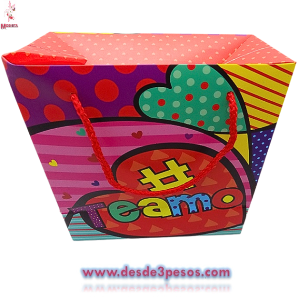 Bolsa de Regalo en forma de caja, decorada de San Valentín con Diseños Diamantados 21 x 28 cm. - Imagen 4