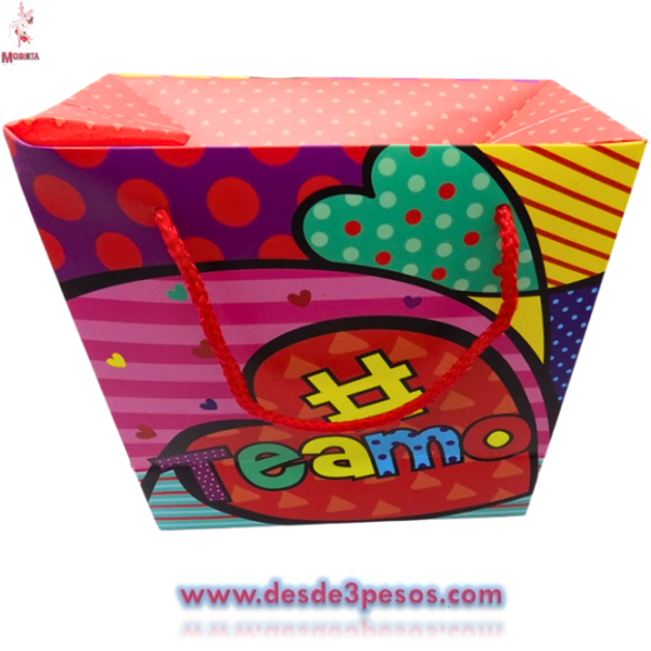 Bolsa de Regalo en forma de caja, decorada de San Valentín con Diseños Diamantados 36 x 27 cm. - Imagen 4