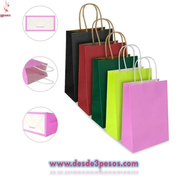 Bolsa de Regalo Papel Kraft EXTRAGRANDE en colores lisos con Asas 42 x 31 cm. - Imagen 2