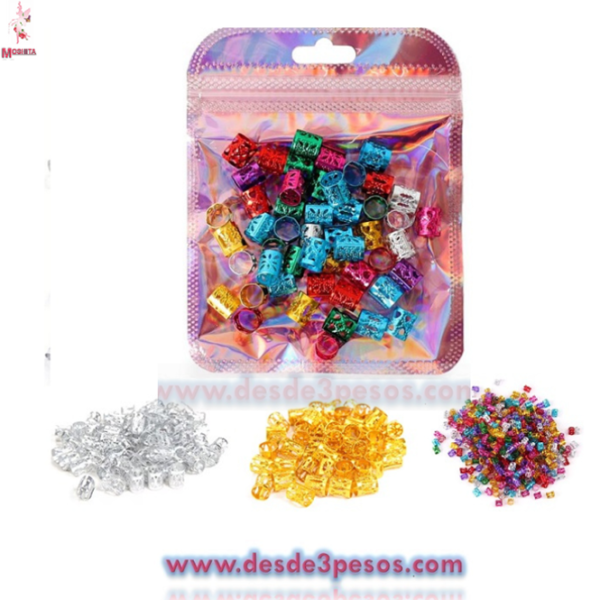 Bolsa Con 45 Anillos Metalizados en color Adorno para Cabello - Imagen 2