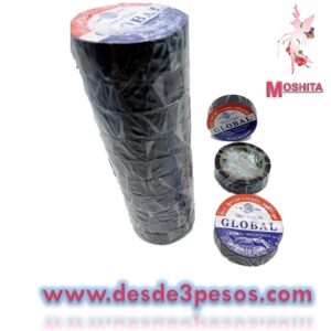 Paq. con 10 pzas de Cinta de Aislar en color negro