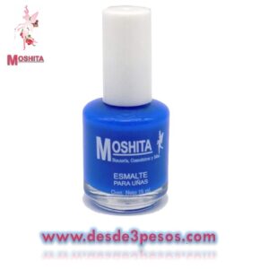 Esmalte para uñas Moshita en color Azul Rey Nacarado 15ml.