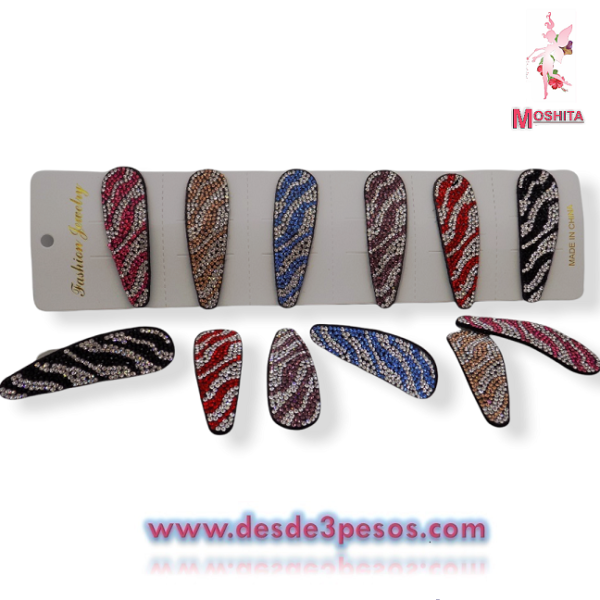 Tira de 6 Cucas Rellenas en Pedreria 6 colores 8cm. De largo