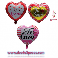 Globo metalico en forma de Corazon decorado en varios Modelos 42 x 44cm.