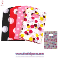 Paquete con 100 Bolsas de Polipapel Decorada en varios modelos 34 x 25 cm