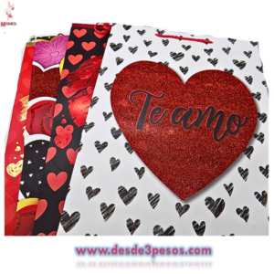 Bolsa de Regalo de San Valentín con Diseños Diamantados 26 x 32 cm